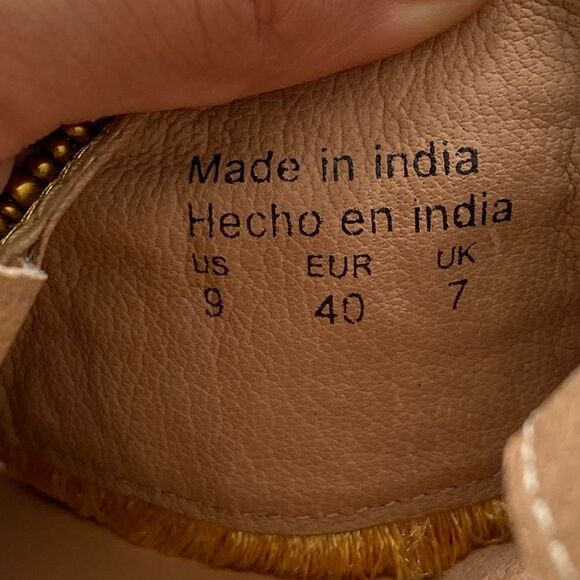 Aldo Genuine Leather Beaded Shell Sandals | Boho Beach Summer Sandals Tan Size 9 - Picture 4 of 6